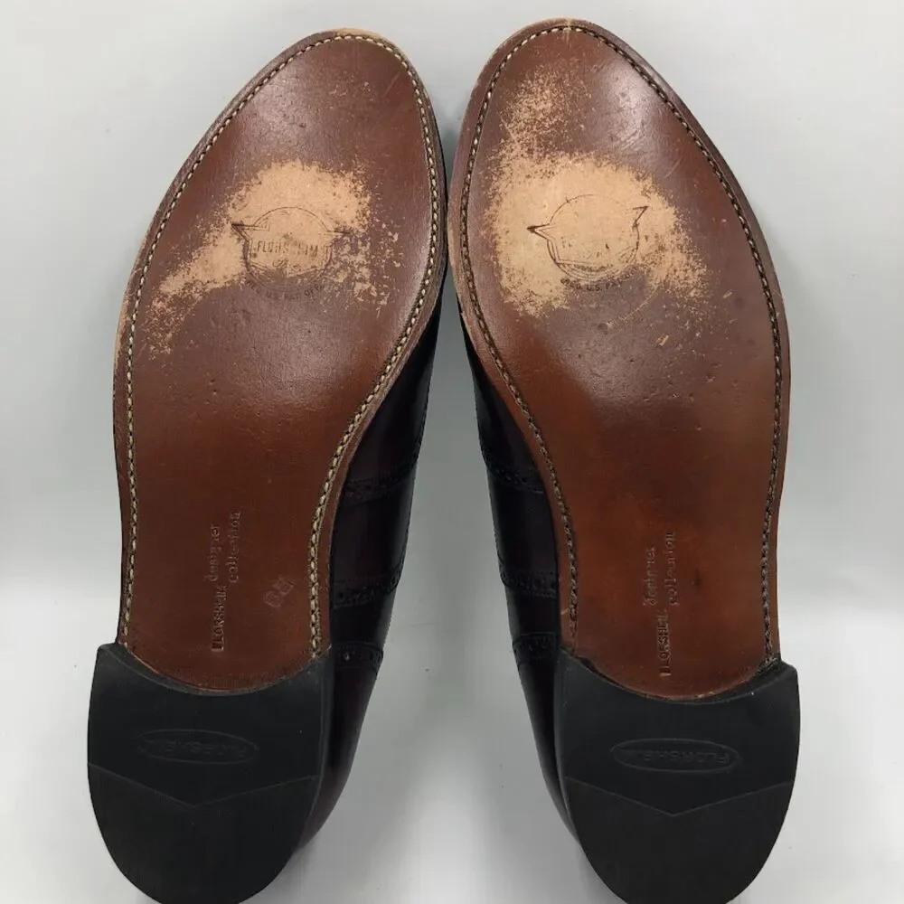 Florsheim Vintage Burgundy Leather Wingtip Oxford Shoes Men’s 9 3E Wide